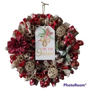 'Tis the Season Holiday Christmas Wreath.